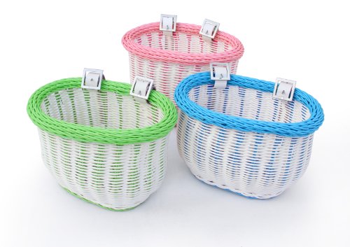 Colorbasket Kid's Front Handlebar Bike Basket - White with Blue Trim