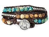 Horse Lovers Equestrian Bracelet Jasper Bead Wrap (Teal)