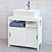 Haotian White Under Sink Bathroom Storage Cabinet with Shelf and Double Sliding Door,Bathroom Vanity (FRG128-W)