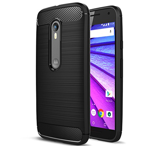 Moto G (3rd Generation) Case, Landee Soft TPU Resilient Shock Absorption and Carbon Fiber Design Silicone Case for Motorola Moto G (3rd Generation) / G3 (5.0