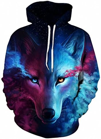 3D wolf prints hat pocket pullover sweater men with hat sweater men's hoodie , weiyi-020 , m