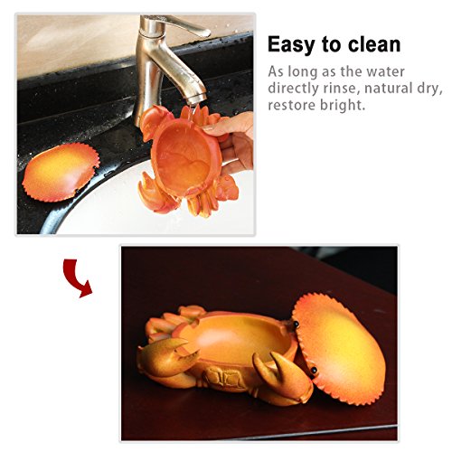 Rabbitroom Cigarette Ashtray with Lid, Creative Cigar Ash Tray, Cute Resin Ash Holder for Indoor Outdoor Home Office and Car (Crab) - Thumbnail 4