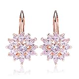 Bamoer Earrings Big Deal !! Luxury Champagne Gold AAA Color Zircon Cz White Crystal Flower Wedding Earrings Woman Lady Stud Earring Fashion Drop Dangle Jewelry Gift
