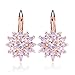 Bamoer 18K Rose Gold Plated Snowflake Earrings for Women CZ Jewelry Lever Back Cubic Zirconia