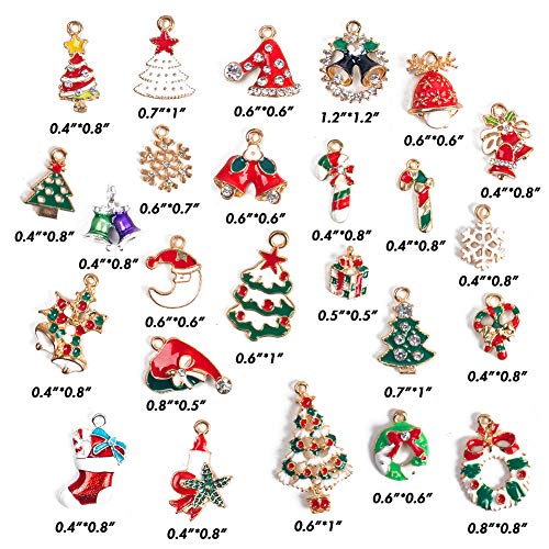 LoveInUSA Enamel Christmas Charms,50pcs Mixed Style Gold Plated Charms Pendants,80g Christmas Craft Charms Christmas Charms Pendants for DIY Jewelry Making Necklace Bracelet Earring