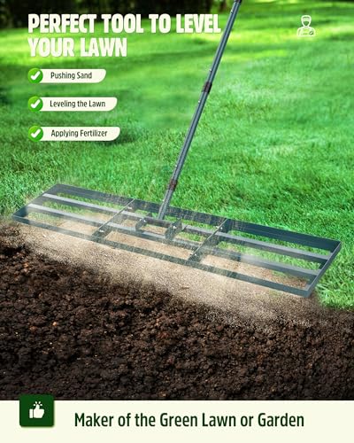 Signstek Lawn Squeegee [114 x 25 cm] with 1.98 m Handle - Robust Levelling Rake and Leveling Tool for Precise Lawn Care - Versatile in Garden, Yard and Golf Course