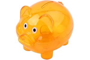 Piggy Bank,1PC Random Money Box Saving Coins Cash Fun Gift Reusable Plastic Pig Safe Transparent,Orange and Convenient and At
