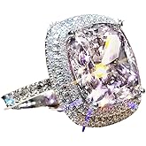 Viyuroyk 925 Silver Super Flash Square Micro Inlaid pink, Yellow, White Diamond Tricolor Ring Elegant Zircon Ring Diamond Ring found Female jewelry Earrings (US Code 6, white)