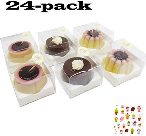 24-pack Italian Chicolate Cake Scented Candle Set (2.5"x2.5"x2" ea) - Wedding Favors Bulk - They Smell so Real! 3 Different Designs