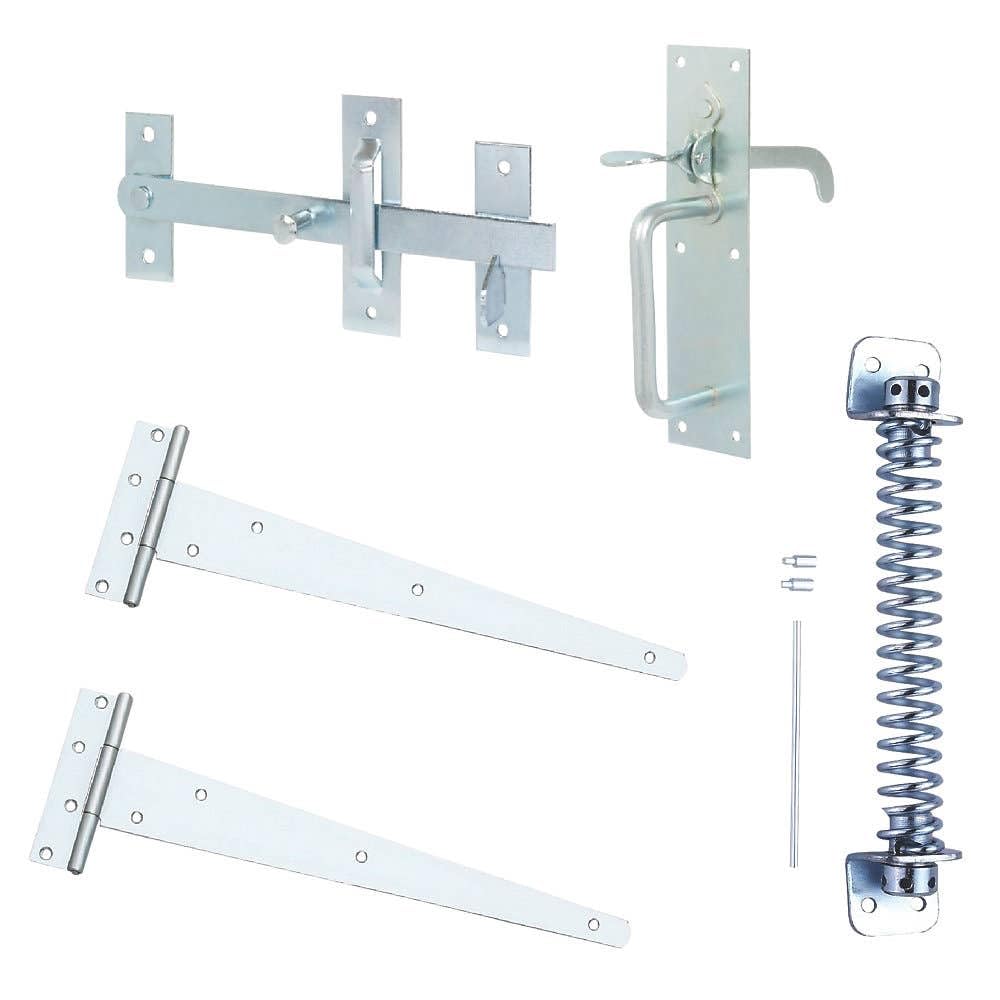 1 Set - Suffolk Gate Latch Set for External Use - Latch/Catch/Hinges/Closer - Zinc Plated