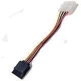 Molex 4 Pin Power to 15 pin SATA Female Adapter Cable - 6 Inch