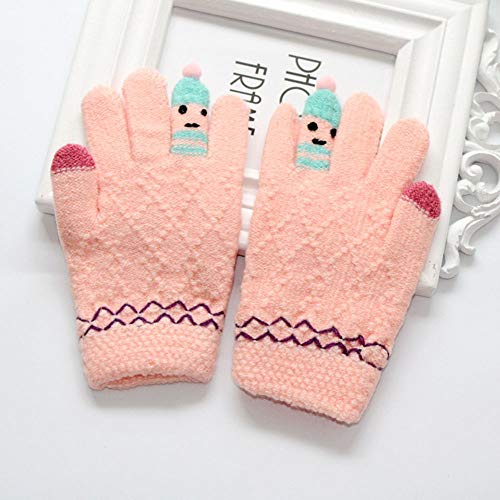 Clearance!! Unisex Girls Boys Warm Magic Stretchy Gloves Cute Thicken Stitching Cartoon Windproof Knitted Snow Mittens (Pink, 3-8 Years)