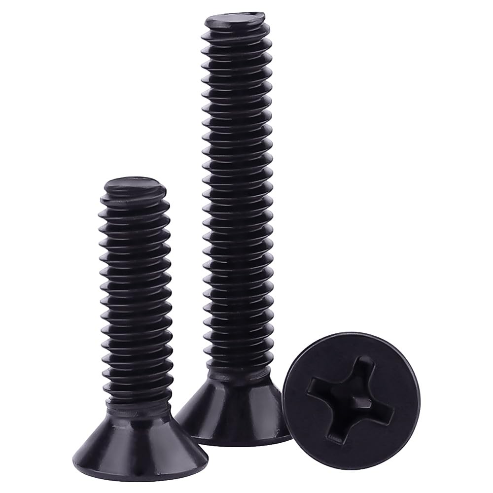 Photo 1 of #6-32 x 2 Flat Head Machine Screws Black, Phillips Drive, 304 Stainless Steel 18-8, Black Coated Finish, Corrosion Resistant Countersunk Head Machine Screws, Full Thread, Coarse Thread, 50 PCS