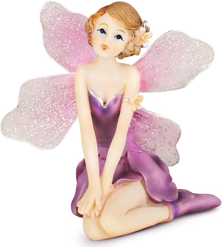 Flower Fairy Figurine,Angel Ornament Statue, Mini Sitting Flower Fairy Garden Wedding Decoration, Gifts for Kids Daughter Girlfriend Wife (Sitting C)