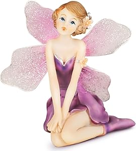 Flower Fairy Figurine,Angel Ornament Statue, Mini Sitting Flower Fairy Garden Wedding Decoration, Gifts for Kids Daughter Girlfriend Wife (Sitting C)