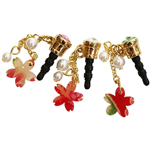 Japanese Chirimen Made Sakura Cherry Blossom Design Earphone Jack Smartphone Charm Accessory