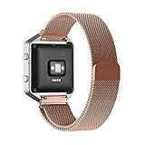 Fitbit Blaze Accessory Band,Small (5.5-6.7IN),Oitom® Milanese Magnet Loop Stailess Steel Metal (Rose Gold)