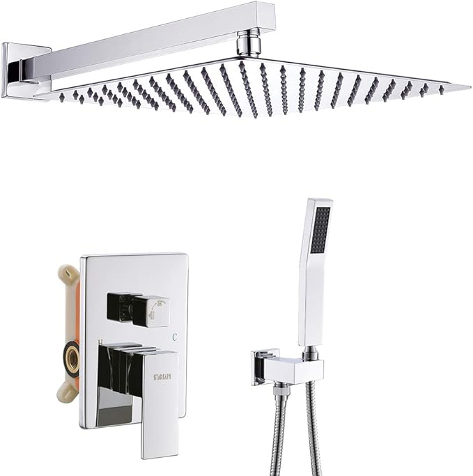 STARBATH SS01F 12 Inch Wall Mounted Shower System with Rain ShowerHead and Handheld Shower Head