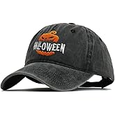 Heucapc Embroidered Halloween Baseball Cap Vintage Ghost Denim Hat Adjustable Embroidery Pumpkin Dad Hats for Men Women