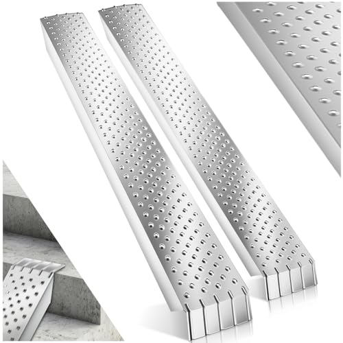 tectake® 2X Auffahrrampen, 2er Set Stahl Rampe, bis 400 kg belastbar, rutschfest, perforiert, Laderampe für Auto oder Anhänger, Auffahrrampe für Motor