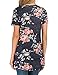 Ezcosplay Womens Round Neck Short Sleeve Tunics Floral Print Asymmetric Hem Shirt Tops