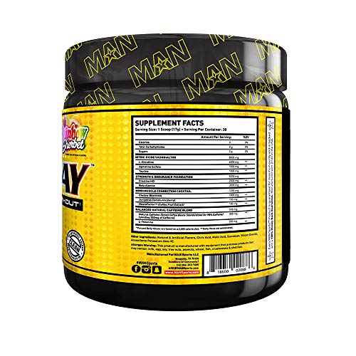 Man Sports Game Day Pre Workout Energy Powder, Rainbow Sherbet, 510 Gram, 30 Serving - Thumbnail 2