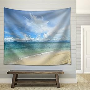 Peaceful White Sand Beach at Talu Island,Thailand - Fabric Wall Tapestry Home Decor - 51x60 inches