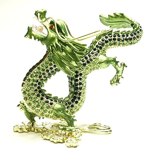 Amazon 風水グッズ 雲の上に乗る願い龍 皇帝龍 緑龍 龍 置物 ラインストーン キラキラ装飾 五本爪龍 竜 辰 風水アイテム 開運グッズ インテリア オンライン通販