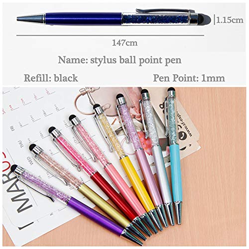 Qpower 20pcs Retractable Ballpoint Pen, Bling Stylus Pen, Crystal Diamond Screen Touch Pen, Capacitive Pens for Phones, iPhone, iPad, Kindle, Note, Tab, Office School Stationery supplies(20 color - Thumbnail 5