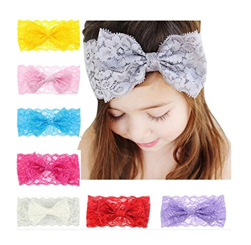 Ms.Gaga 7PCS Girl Baby Headband Toddler Lace Bow Flower Hair Band Accessories