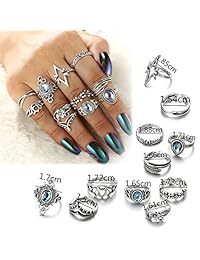 FIBO STEEL - Juego de anillos apilables para mujer y niña, estilo vintage, 42 unidades