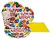 Perfect Settings Happy Birthday Party Supplies Disposable Tableware Party Set – Happy Birthday Balloons Bundle of 12 Birthday 9” Plates 7” Cake Plates 9oz Cups and Yellow Napkins
