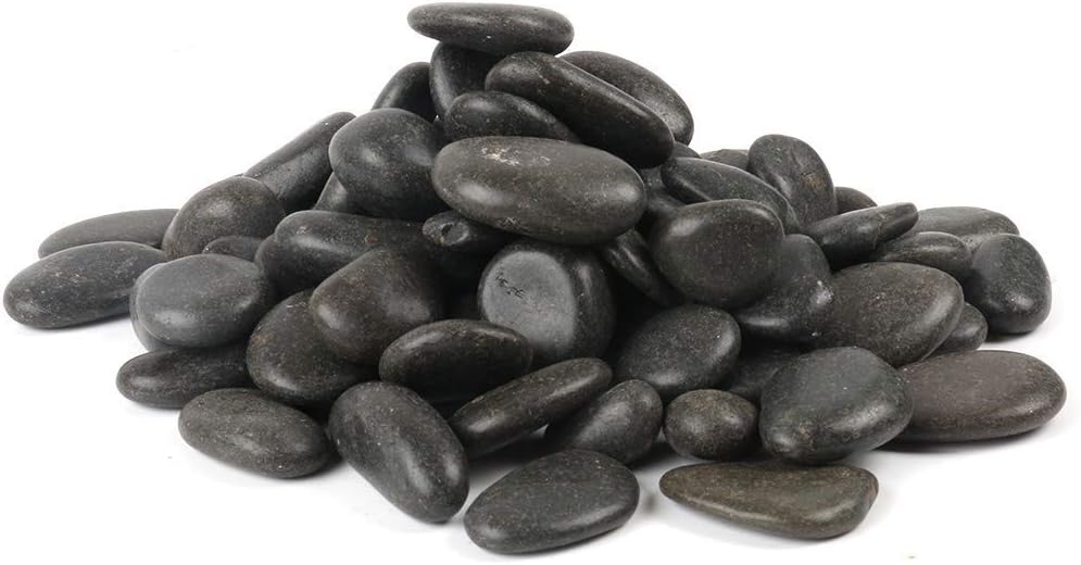 FANTIAN Black Natural Decorative River Pebbles – 5lb 0.78-1.57 Inch Black Ornamental River Pebbles for Garden Landscaping, Home Décor, Outdoor Paving, Fountain Decoration.