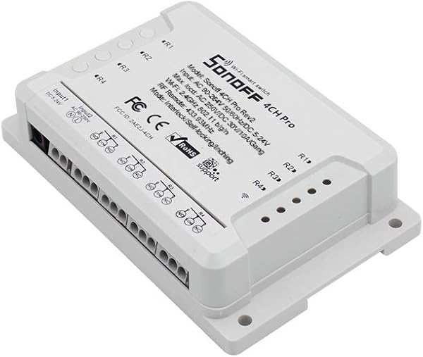 SONOFF 4CH Pro R2 ITEAD RF 433MHz 4 Gang WiFi Switch 3 Modos de Trabajo InchingSelf LockingInterlock WiFi Smart Switch Funciona con Amazon Alexa y para Google HomeNest Smart Home 2PCS