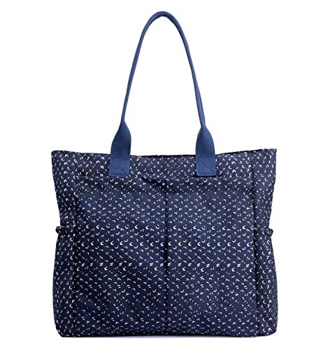 Nylon Water Resistant Multi Pockets Large Lightweight Tote Bag Shoulder Bag for Gym Hiking Picnic Travel Beach Waterproof Tote Bags (Babysbreath HB) - Thumbnail 7