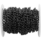 UUYYEO 5 mm x 5 Meters Black Medium Curb Chain Roll Thick Twisted Link Chain Spool Iron Necklace Chain Metal Craft Chains Jewelry Making Chains Findings Supplies for DIY Bracelet Necklace