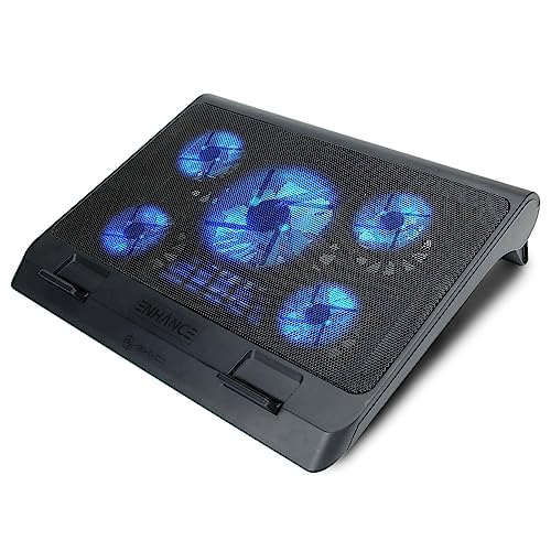ENHANCE Gaming Laptop Cooling Pad Stand with LED Cooler Fans , Adjustable Height , & Dual USB