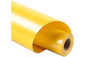 Guangyintong Yellow Heat Transfer Vinyl HTV Rolls, 12" x 8ft Glossy Surface Iron on Vinyl for T-Shirts, Easy to Cut & Weed for Heat Vinyl Design