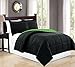Mk Collection Down Alternative Comforter Set 2pc Twin Reversible Black/Lime Green New