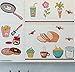 BIBITIME Cartoon Kitchen Decal for Wall Fridge Sticker Flower Carrot Water Jam Bread Food Vinyl Decor for Cooking Bench Lockers Refrigerator