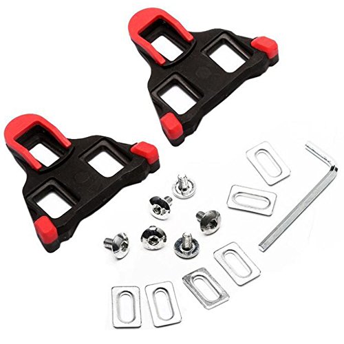 Tfwadmx Look Delta Clips, Bike Cleats 6 Degree Float Look Delta Pedals – Locking SPD Cycling Pedal Cleats for Indoor Cycling and Road Bike (RED)