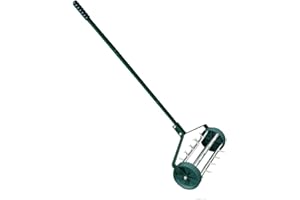 MTB SUPPLY Heavy Duty 18 Inch Aerator Roller Rolling Lawn Garden Spike Lawn Aerator Home Grass Steel Handle Green Quick and Easy to Assemble
