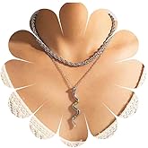 Andelaisi Boho Layered Snake Choker Necklace Vintage Snake Pendant Necklace Silver Serpent Rope Chain Necklace Punk Snake Necklace Jewelry for Women