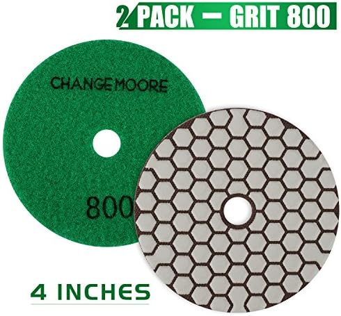 CHANGE MOORE Dry Diamond Polishing Pads 4" for Marble Granite Travertine Terrazzo Concrete Stones, 2 pack-Grit 800