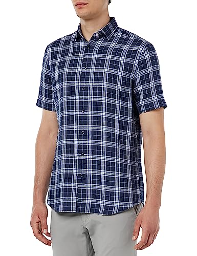 Seidensticker Camicia a Maniche Corte vestibilità Normale Maglietta, Blu Scuro, 45 Uomo