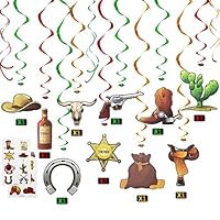 Cowboy Party Decorations Western Hanging Swirls Foil Swirls 30 PCS Wild West Party Ceiling Swirls For Cowboy Birthday Party Boys Western Party Supplies