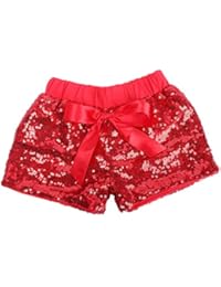Cilucu Baby Girls Shorts Toddler Sequin Shorts Sparkles on Both Sides Red 6T