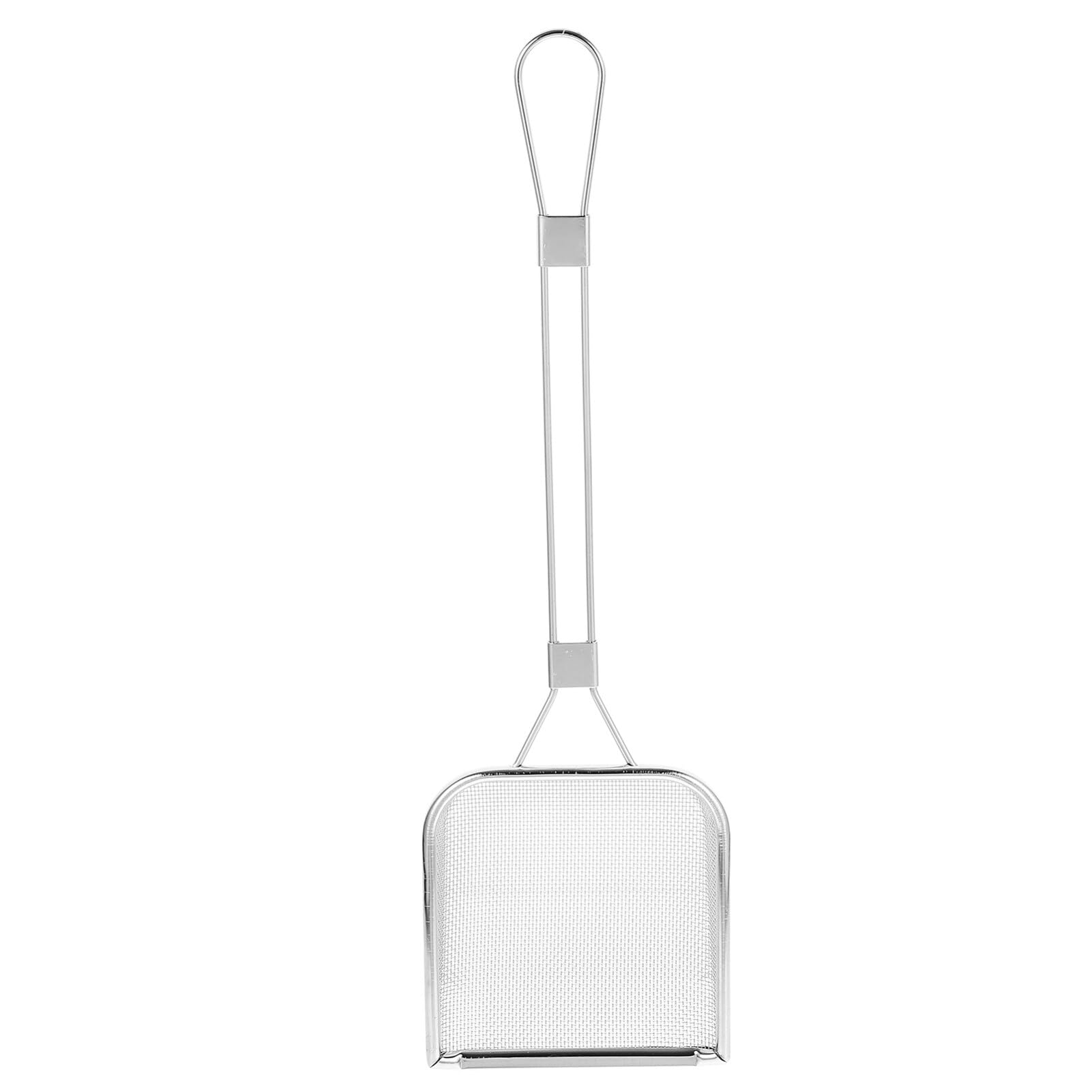 DEARMAMY Square Mesh Skimmer 304 Stainless Steel Colander Spoon Fry Ladle Skimmer Oil Fat Fryer Scoop for Cooking Frying Kitchen Gadgets Silver