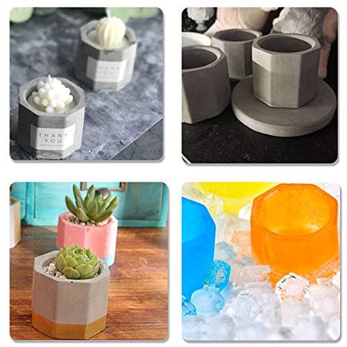 MeiMeiDa 3 Pack Mini Octagon Flower Pot Silicone Molds - Succulent Plant Planter Pot Mold Concrete Cement Plaster Molds, Silicone Ice Shot Glass Molds, DIY Craft Molds for Small Cactus or Seedlings - Thumbnail 3