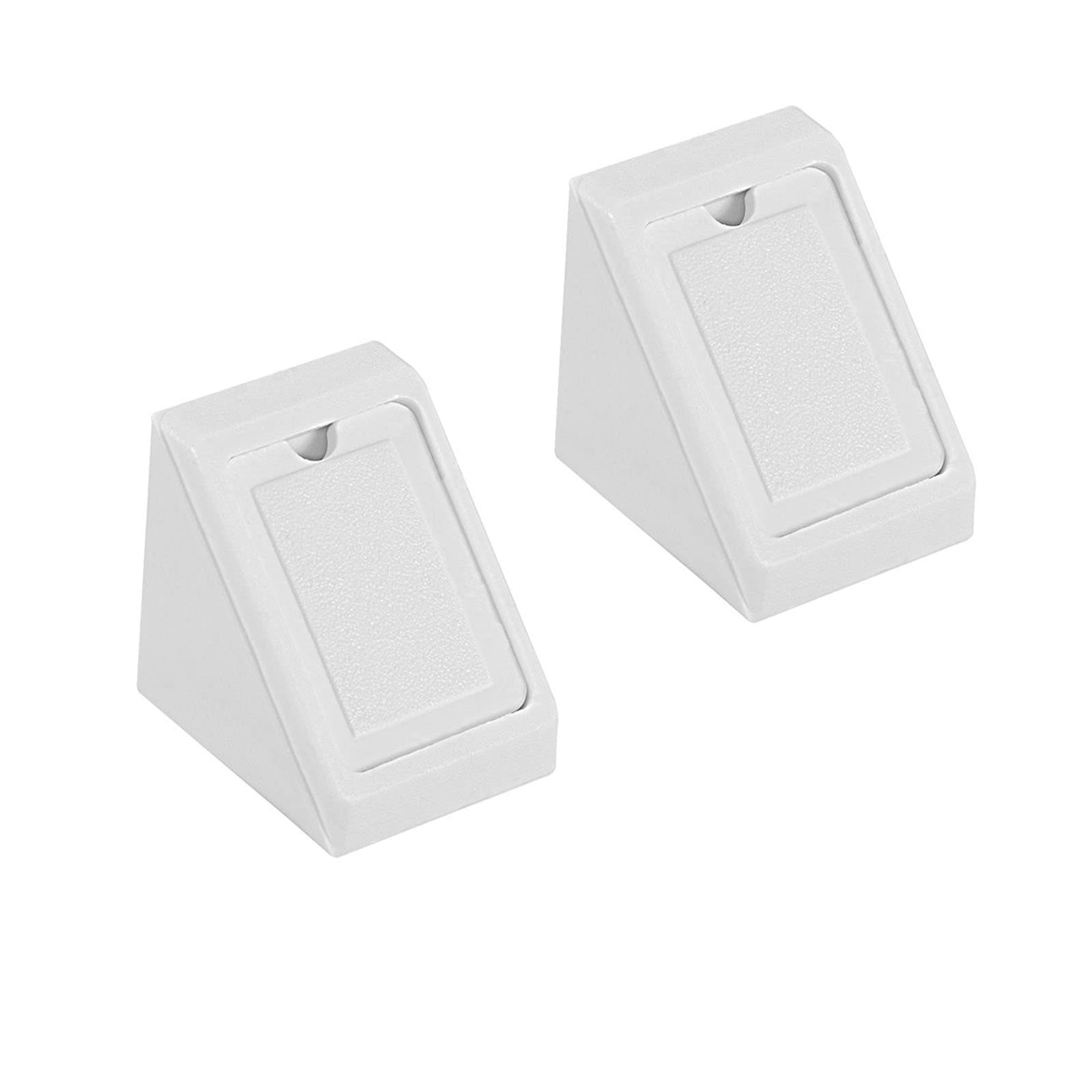 TA-VIGOR 50Pcs Plastic Corner Braces, Shelf Cabinet Door 90 Degree 2 Holes Angle Brackets 18 x 20.5 x 20.5 mm with Cover Cap for Reinforce Right Angle Corner Joints of Drawers Furniture